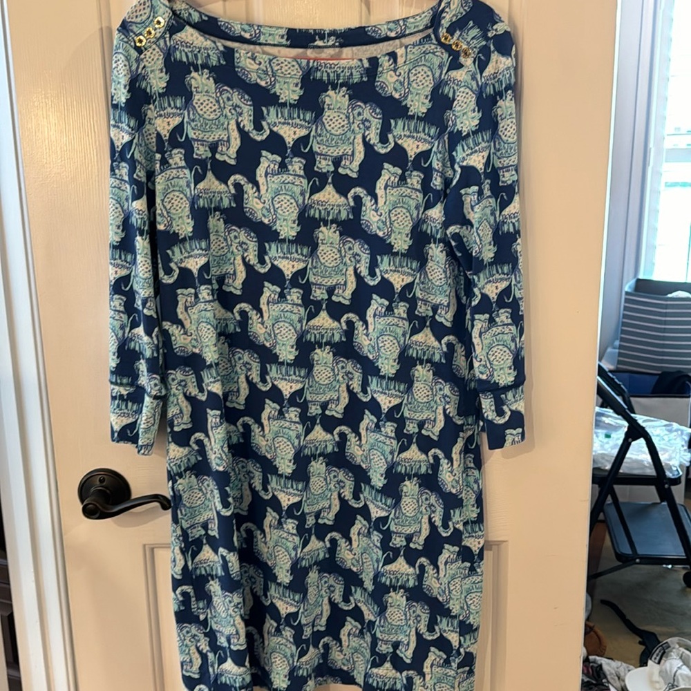 Lilly Pulitzer Sophie dress “joy ride”. Elephant print.